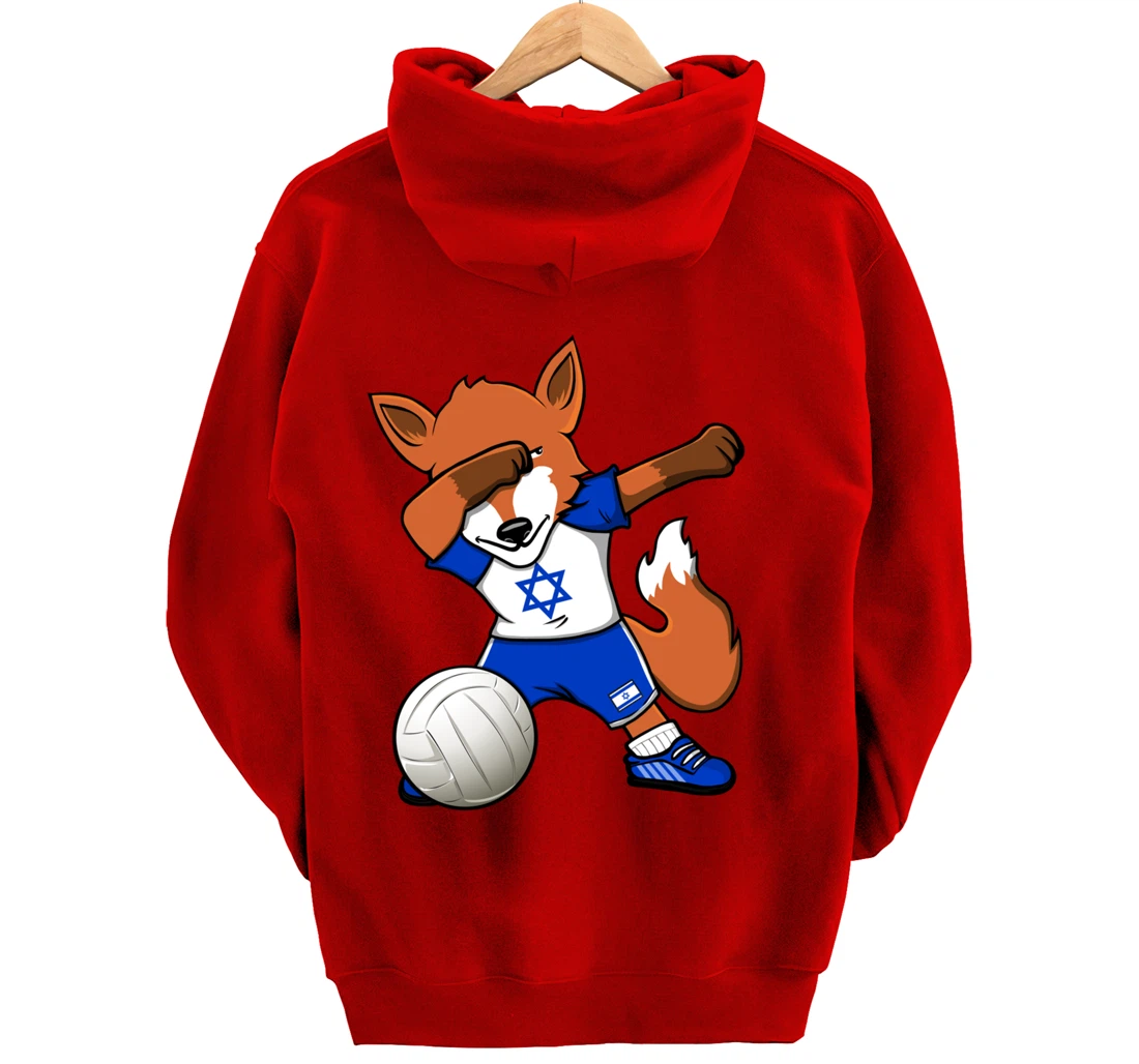 Dabbing Fox Israel Volleyball Fans Jersey Israeli Flag Sport Pullover Hoodie