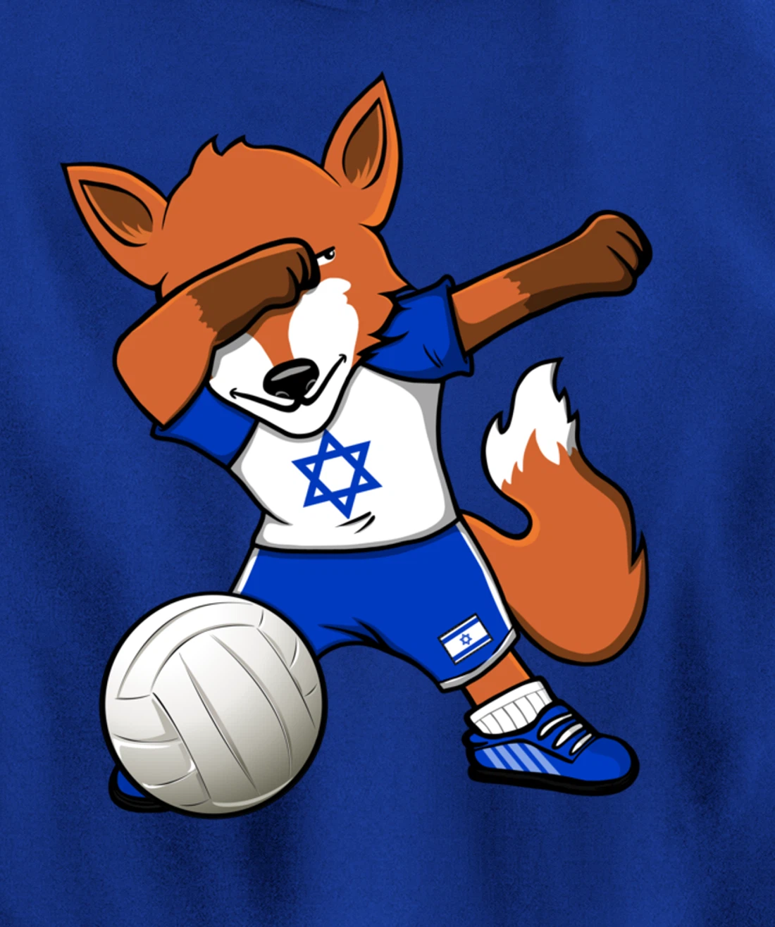 Dabbing Fox Israel Volleyball Fans Jersey Israeli Flag Sport Pullover Hoodie