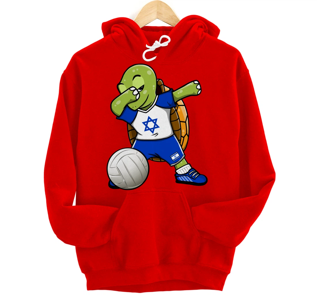 Dabbing Turtle Israel Volleyball Fans Jersey Israeli Flag Pullover Hoodie