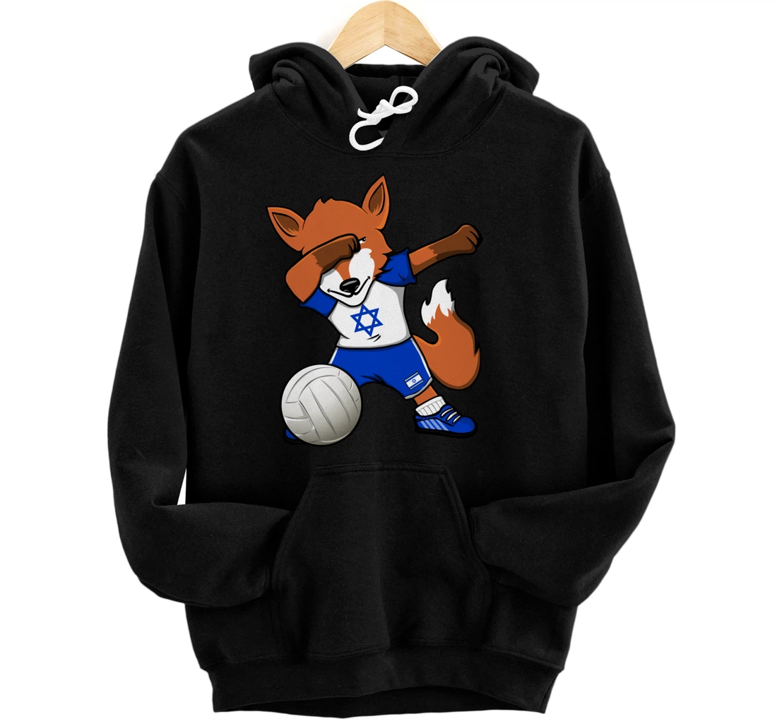 Dabbing Fox Israel Volleyball Fans Jersey Israeli Flag Sport Pullover Hoodie