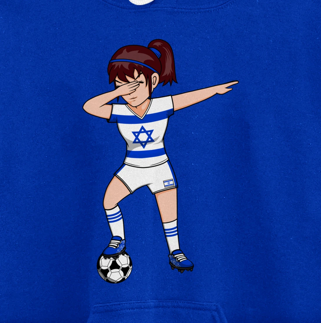 Dabbing Soccer Girl Israel Jersey Israeli Football Fans Art Pullover Hoodie