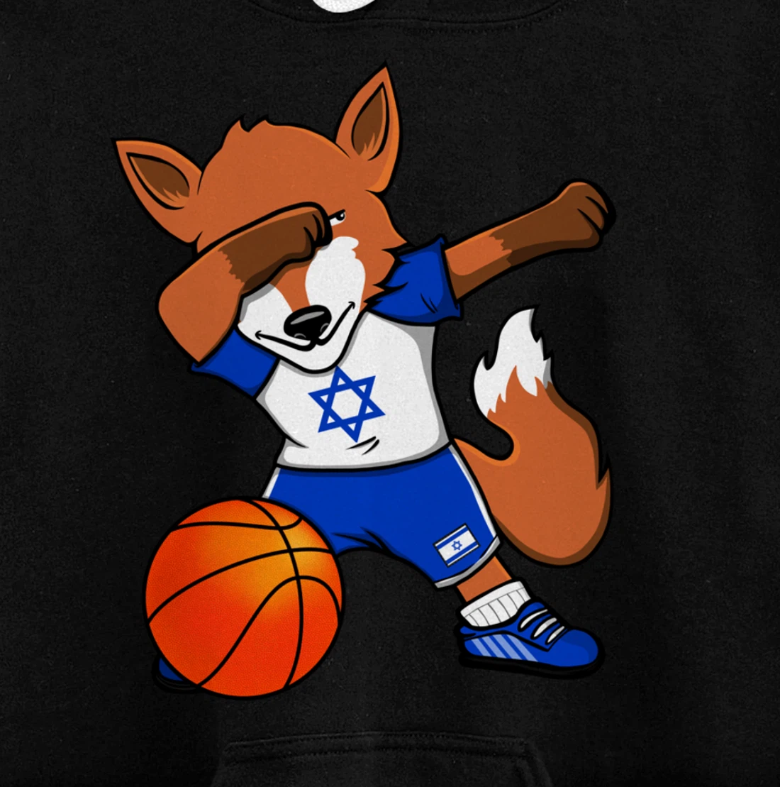 Dabbing Fox Israel Basketball Fans Jersey Israeli Flag Sport Pullover Hoodie