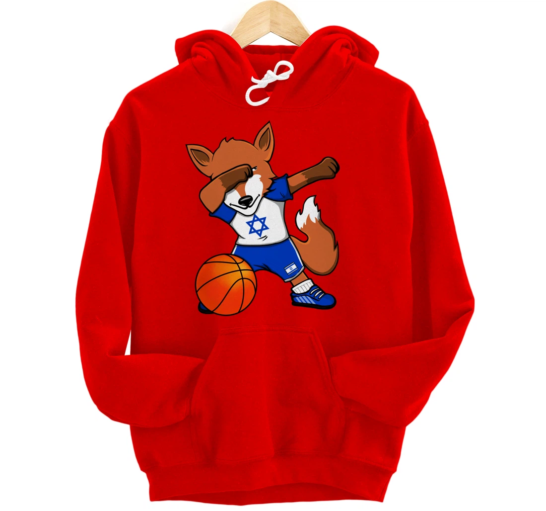 Dabbing Fox Israel Basketball Fans Jersey Israeli Flag Sport Pullover Hoodie