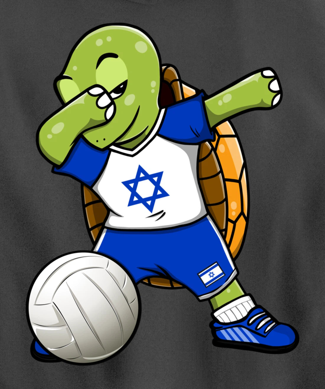 Dabbing Turtle Israel Volleyball Fans Jersey Israeli Flag Pullover Hoodie