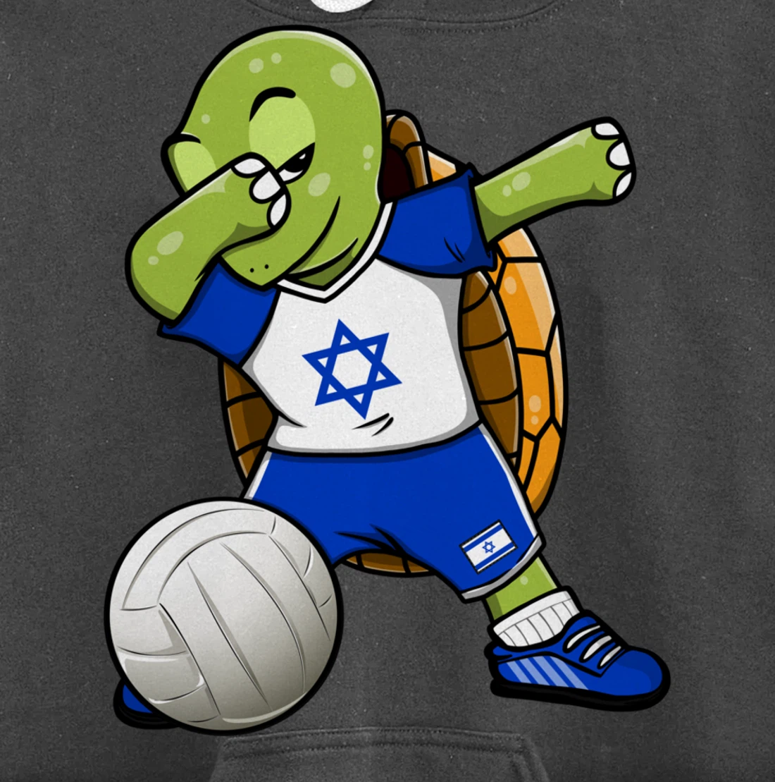 Dabbing Turtle Israel Volleyball Fans Jersey Israeli Flag Pullover Hoodie