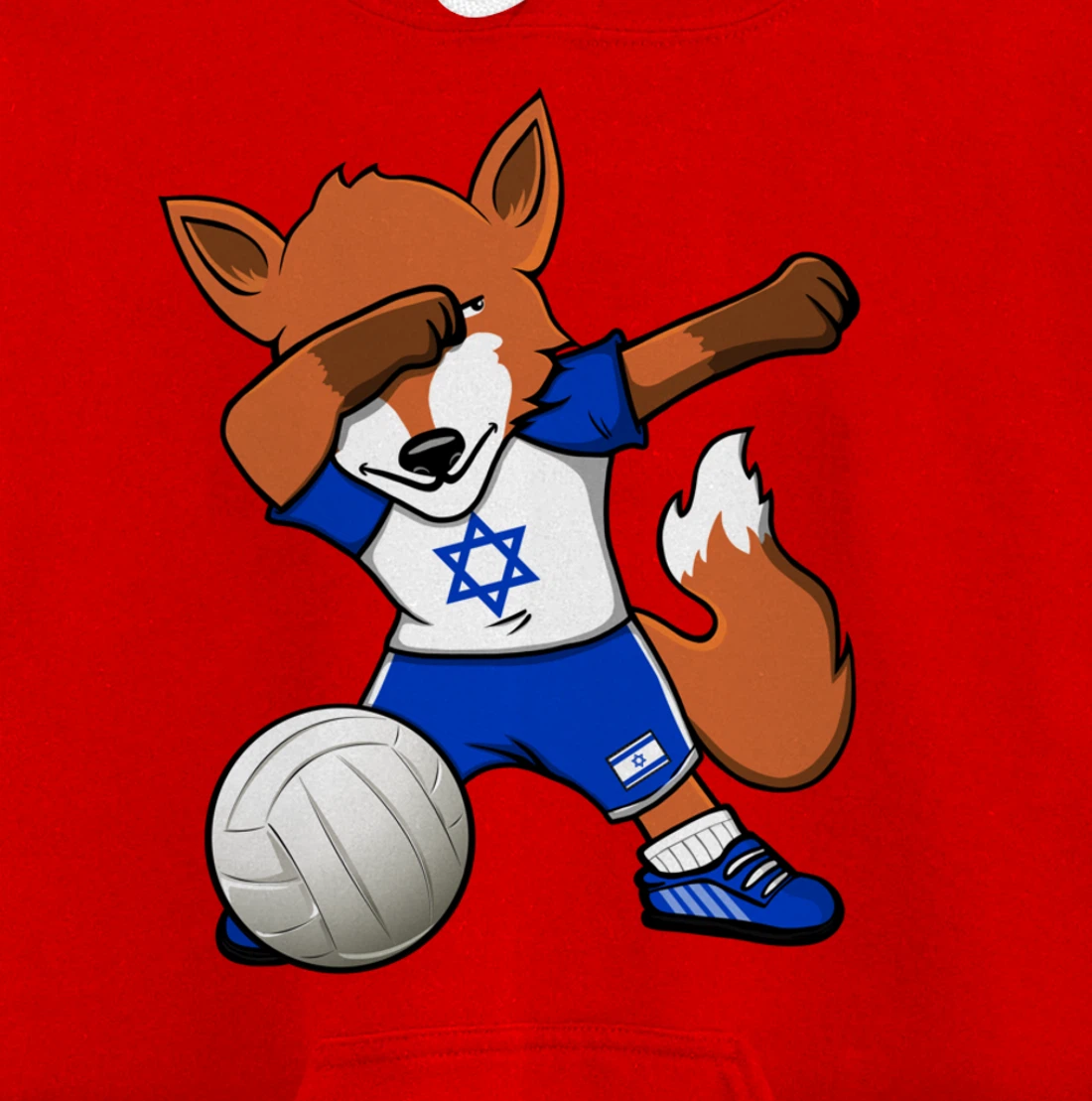 Dabbing Fox Israel Volleyball Fans Jersey Israeli Flag Sport Pullover Hoodie