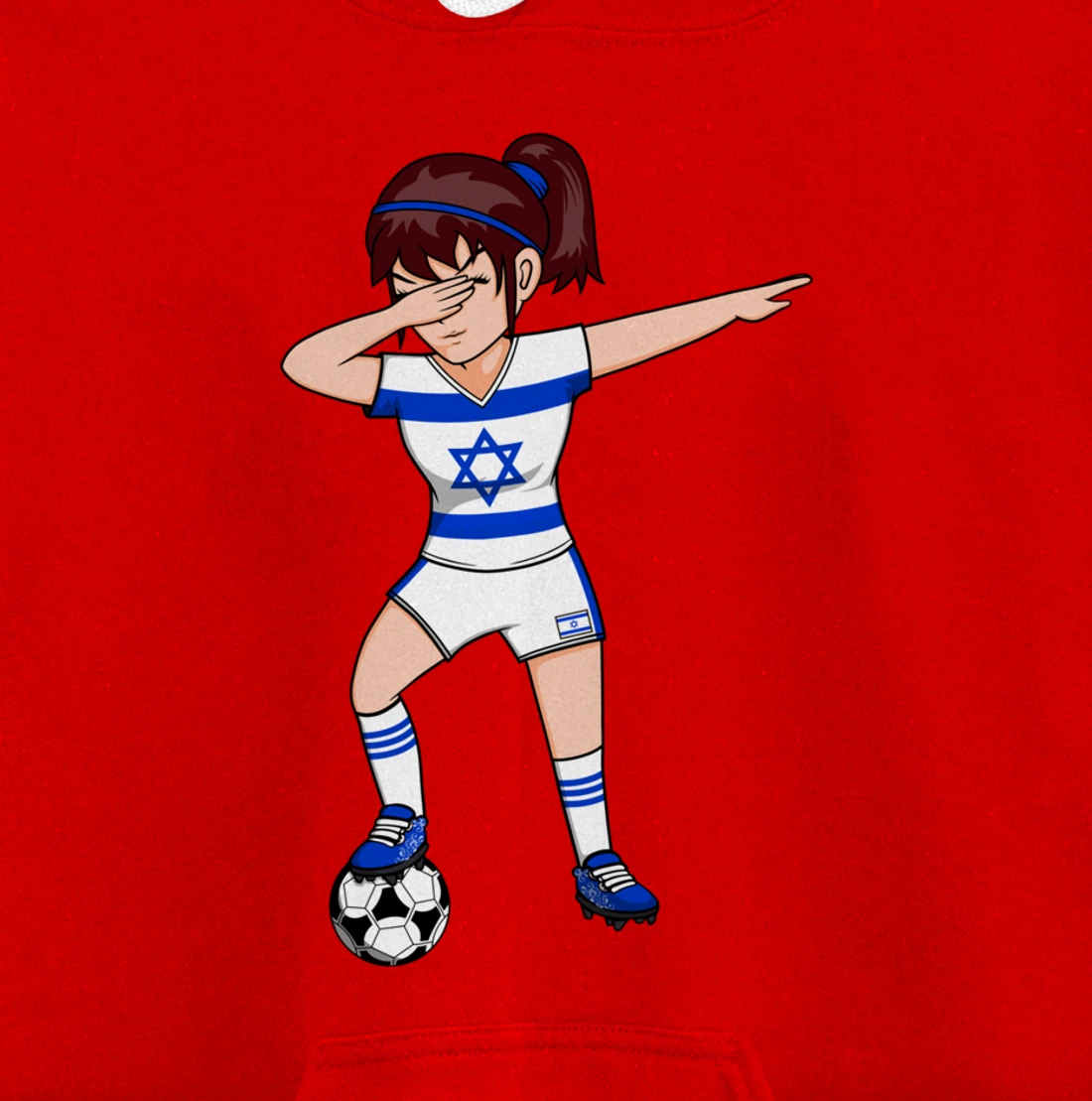 Dabbing Soccer Girl Israel Jersey Israeli Football Fans Art Pullover Hoodie