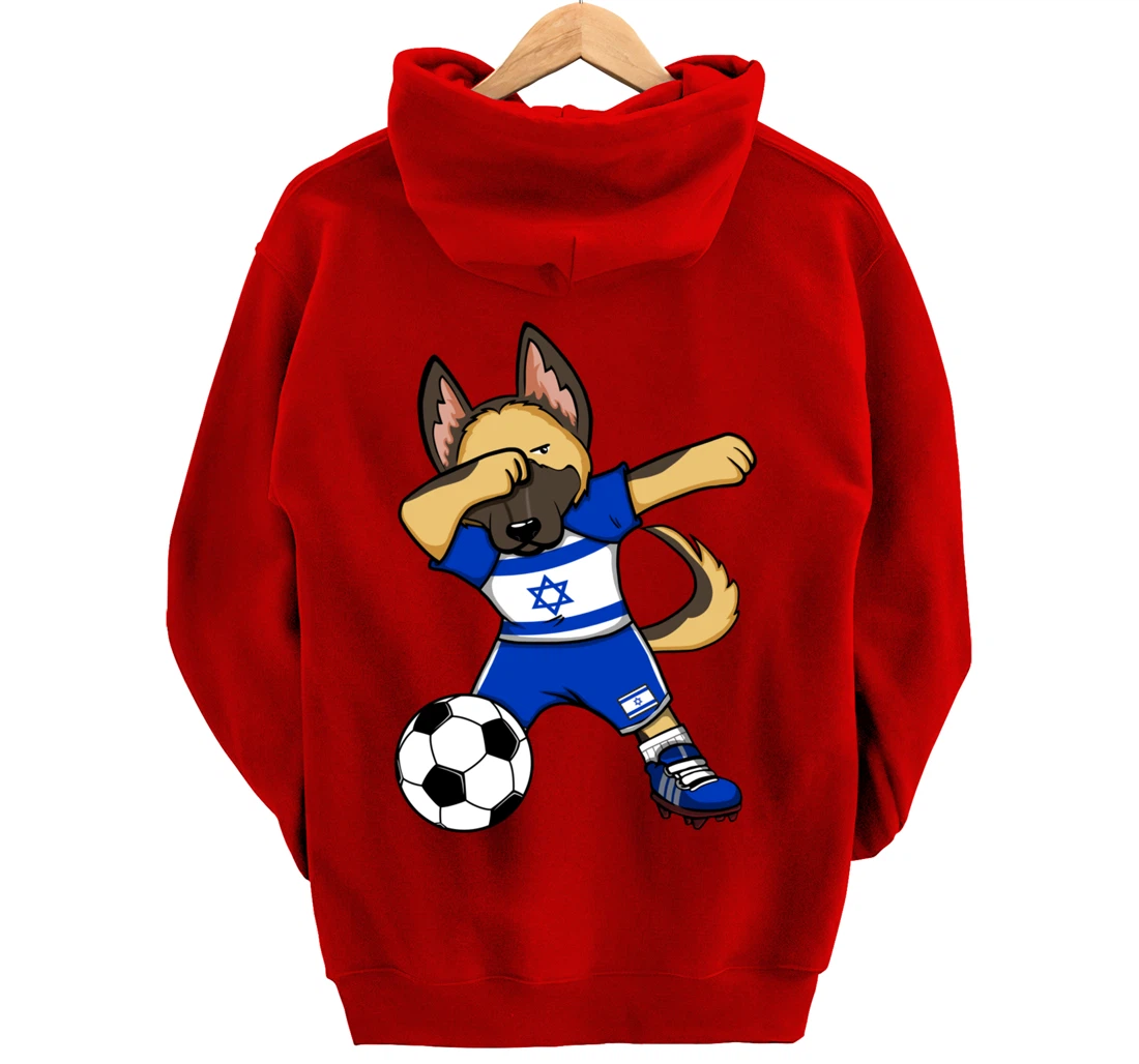 Dabbing German Shepherd Israel Soccer Fans Jersey Football Pullover Hoodie