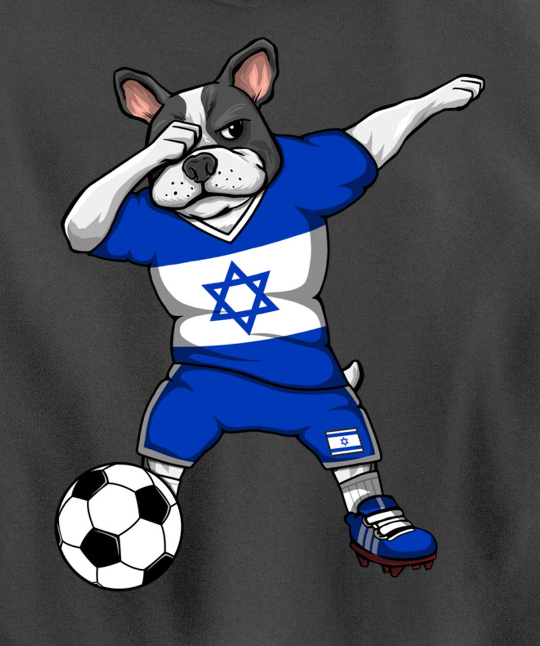 Dabbing French Bulldog Israel Soccer Fans Jersey Football Pullover Hoodie