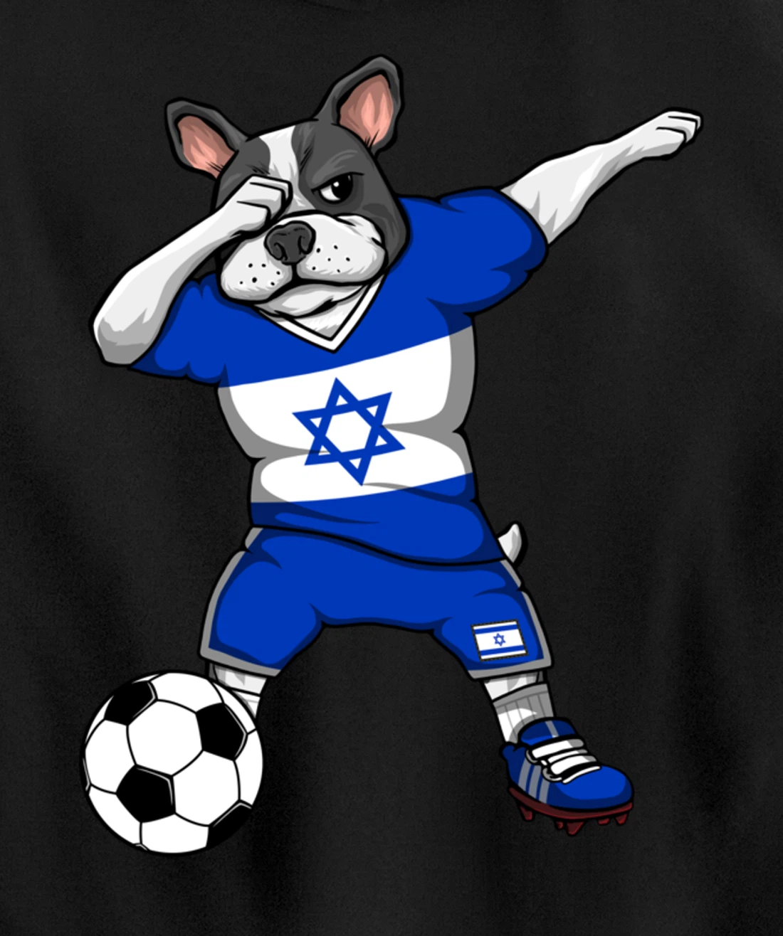 Dabbing French Bulldog Israel Soccer Fans Jersey Football Pullover Hoodie