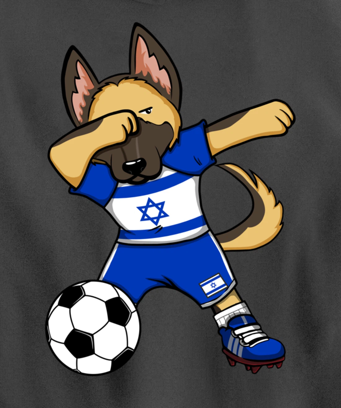 Dabbing German Shepherd Israel Soccer Fans Jersey Football Pullover Hoodie