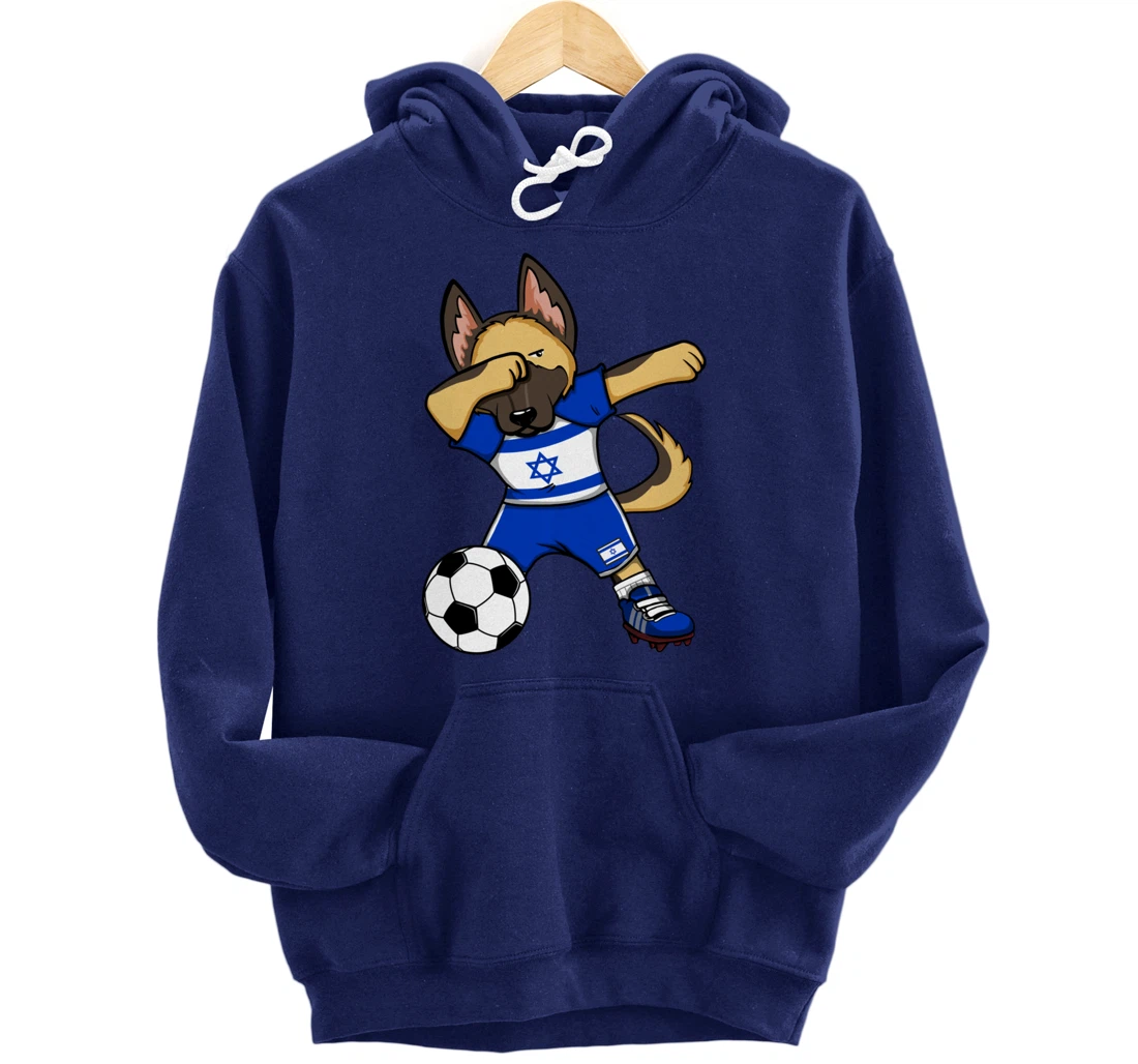 Dabbing German Shepherd Israel Soccer Fans Jersey Football Pullover Hoodie