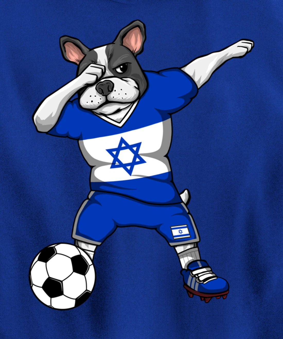 Dabbing French Bulldog Israel Soccer Fans Jersey Football Pullover Hoodie