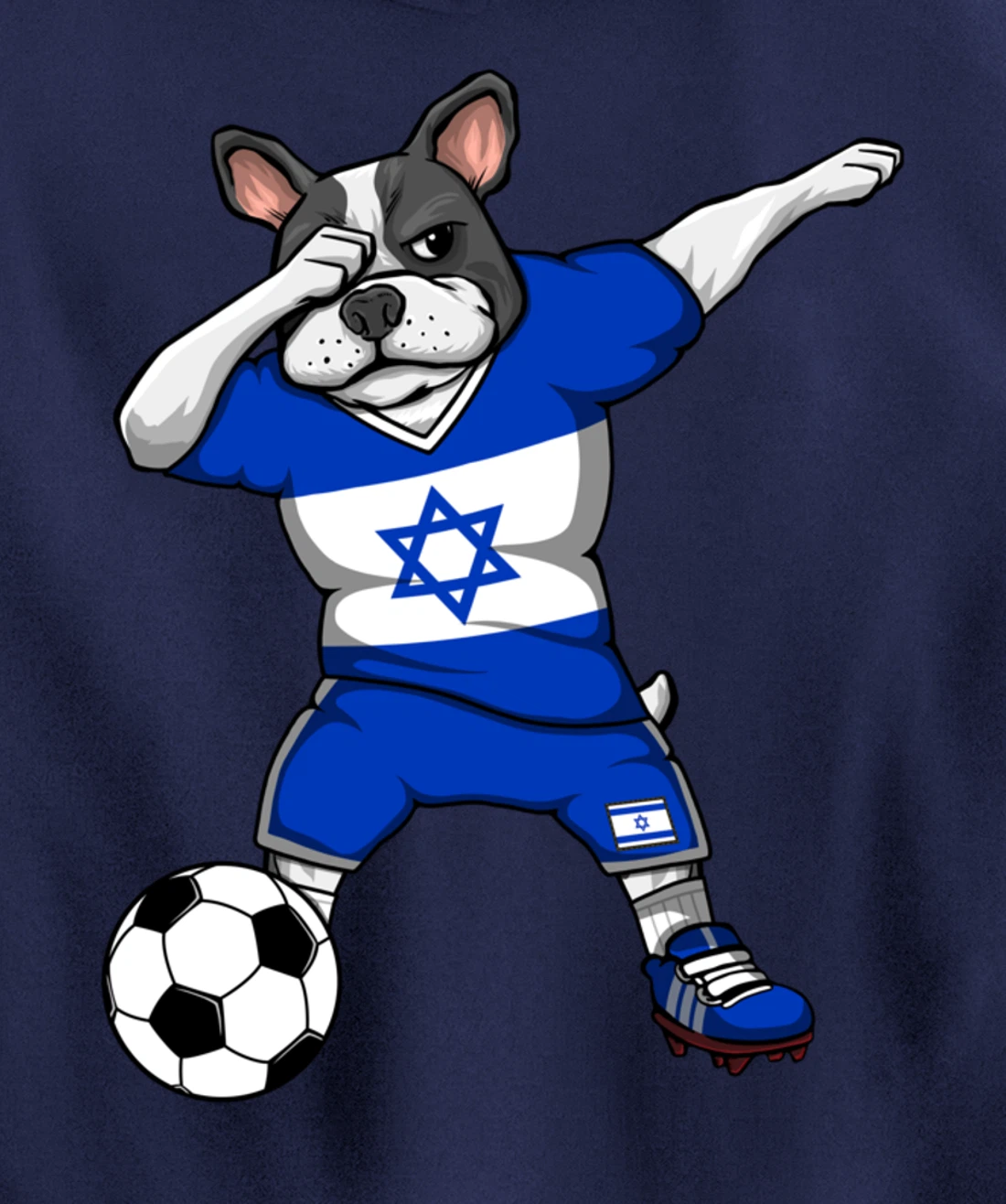 Dabbing French Bulldog Israel Soccer Fans Jersey Football Pullover Hoodie