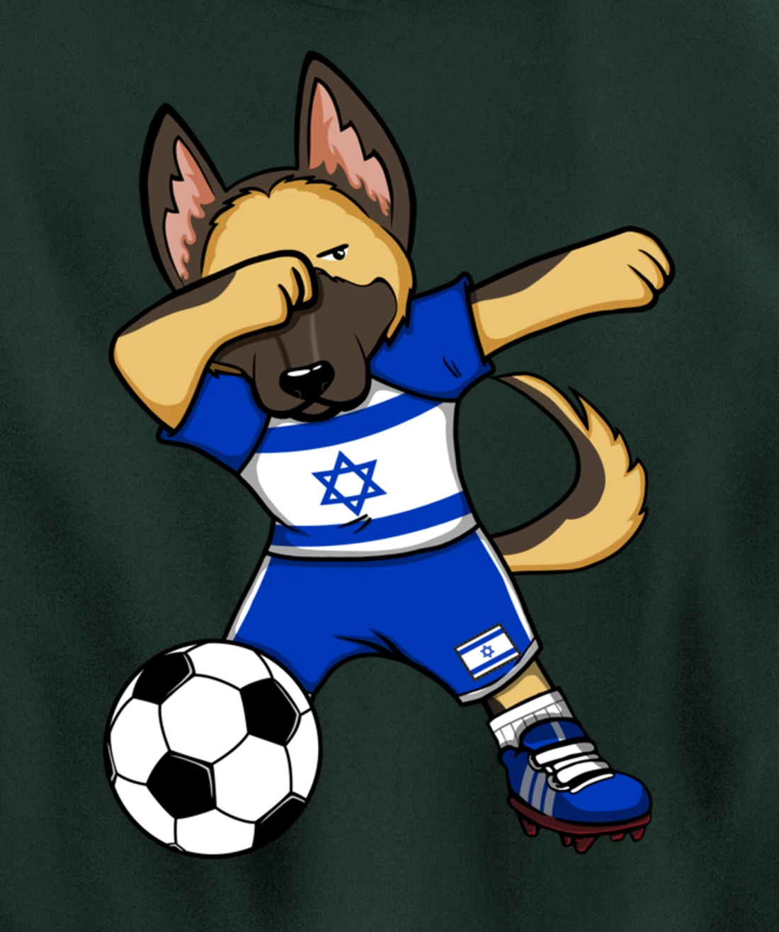 Dabbing German Shepherd Israel Soccer Fans Jersey Football Pullover Hoodie