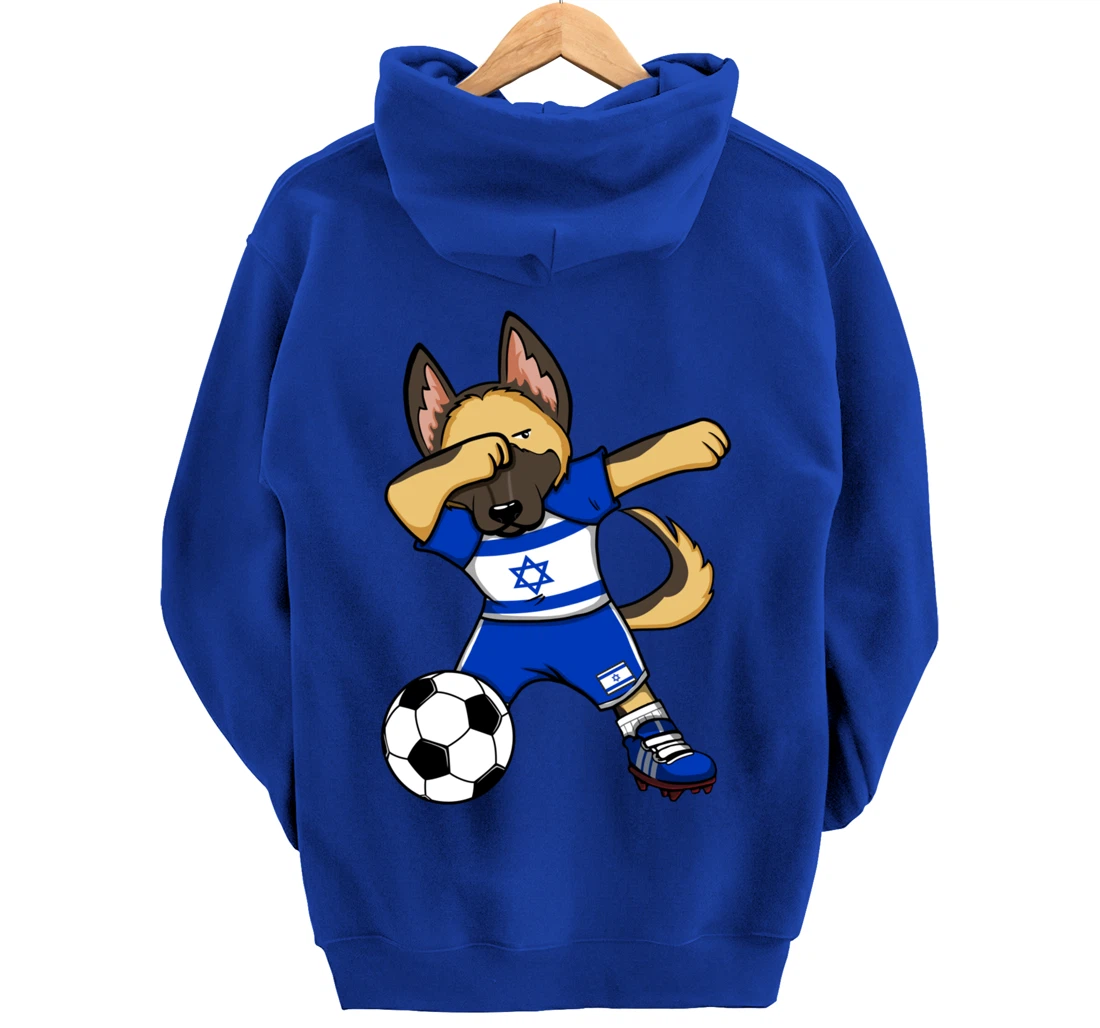 Dabbing German Shepherd Israel Soccer Fans Jersey Football Pullover Hoodie