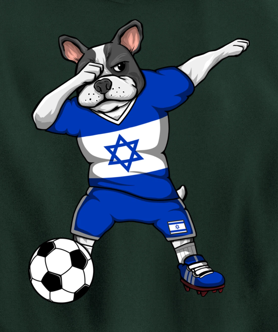 Dabbing French Bulldog Israel Soccer Fans Jersey Football Pullover Hoodie