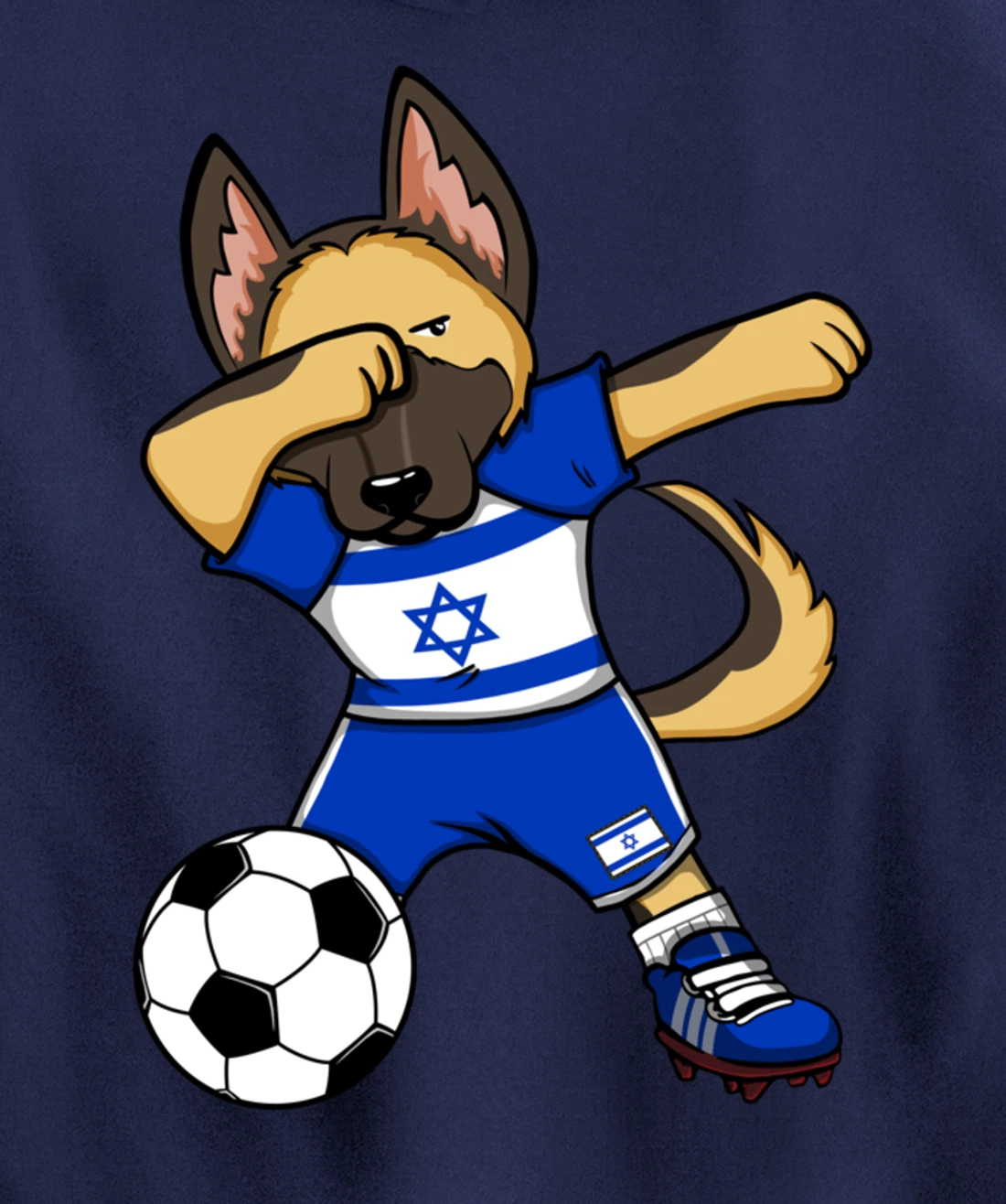 Dabbing German Shepherd Israel Soccer Fans Jersey Football Pullover Hoodie