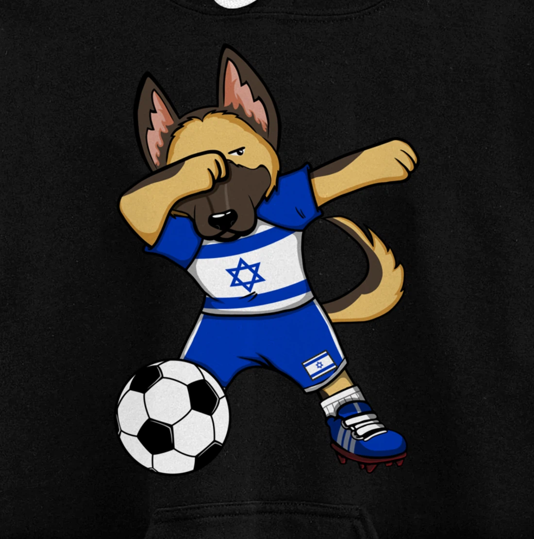 Dabbing German Shepherd Israel Soccer Fans Jersey Football Pullover Hoodie