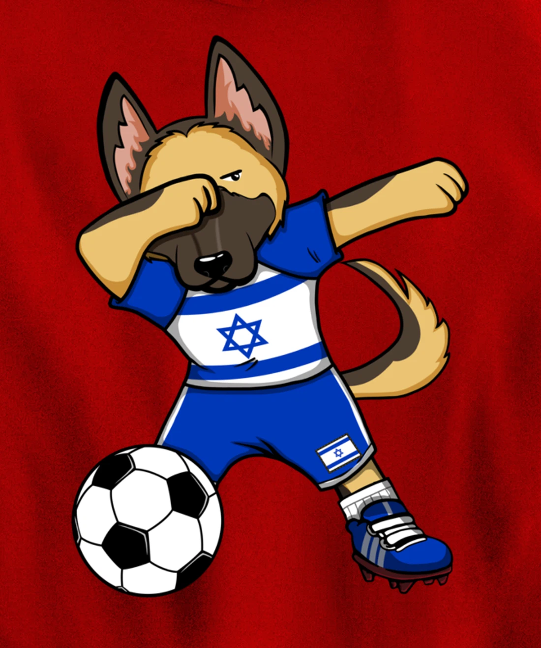 Dabbing German Shepherd Israel Soccer Fans Jersey Football Pullover Hoodie