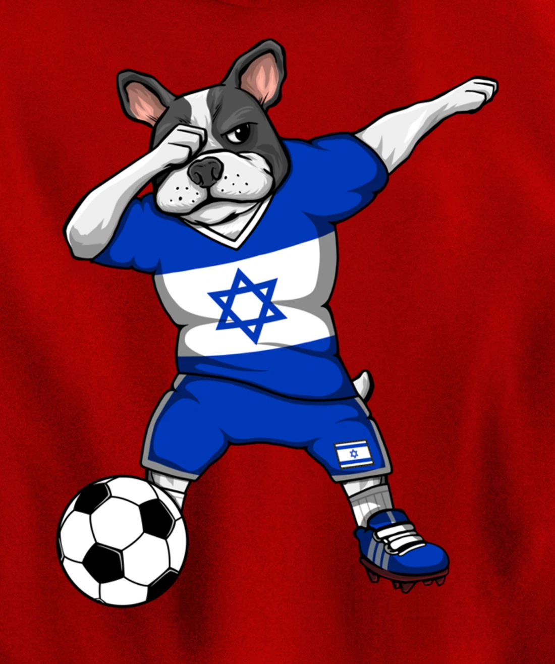 Dabbing French Bulldog Israel Soccer Fans Jersey Football Pullover Hoodie