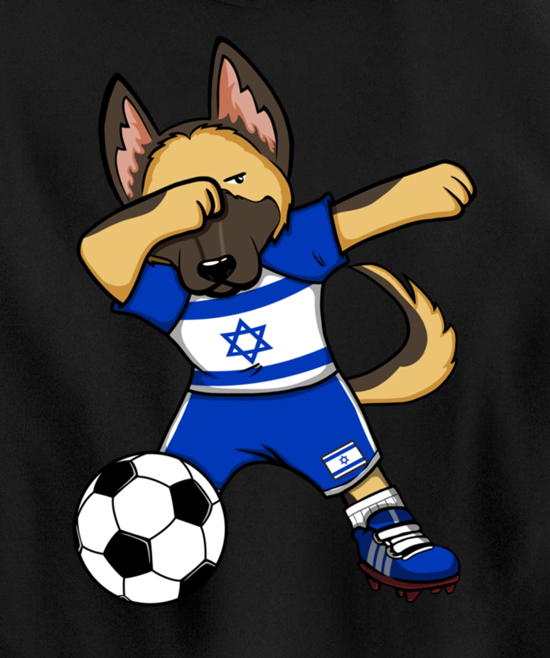 Dabbing German Shepherd Israel Soccer Fans Jersey Football Pullover Hoodie