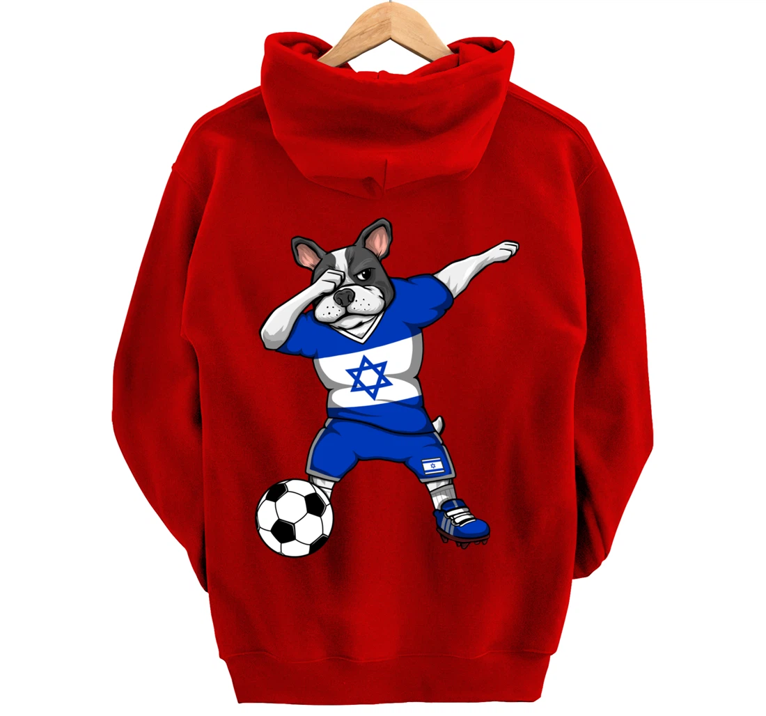Dabbing French Bulldog Israel Soccer Fans Jersey Football Pullover Hoodie