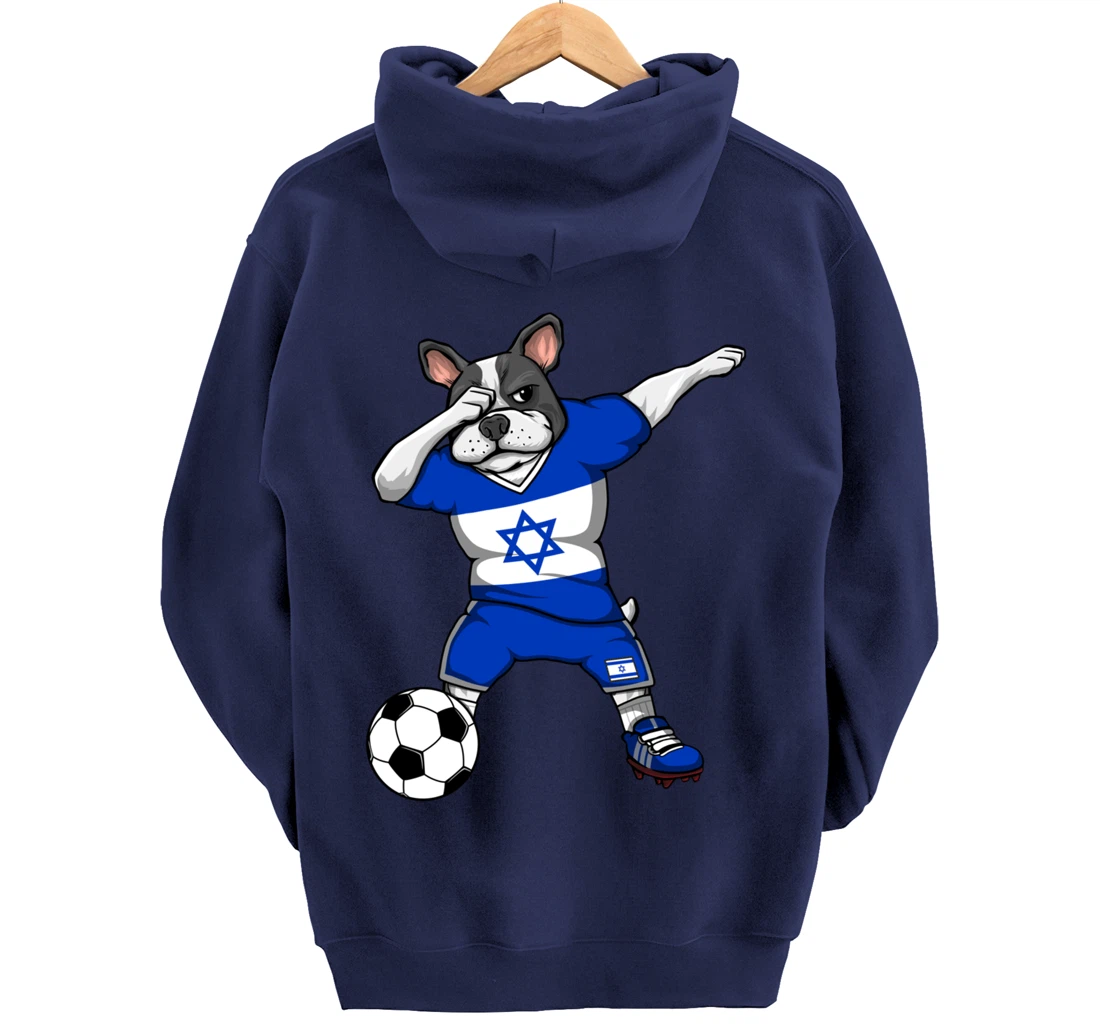 Dabbing French Bulldog Israel Soccer Fans Jersey Football Pullover Hoodie