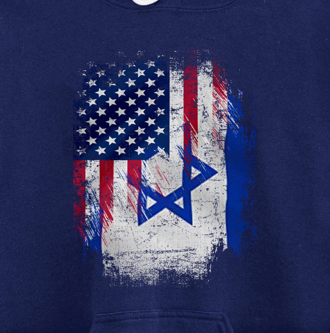 Vintage Israel And American With Flag Cool Gift Pullover Hoodie
