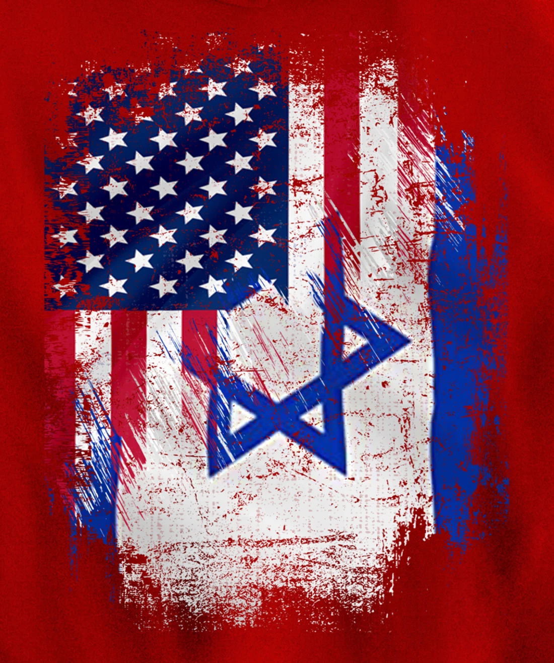 Vintage Israel And American With Flag Cool Gift Pullover Hoodie