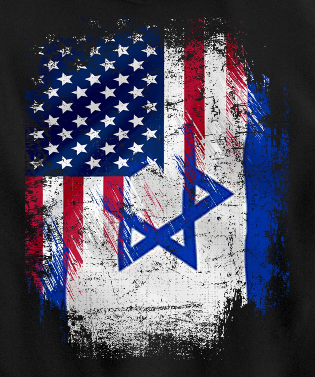 Vintage Israel And American With Flag Cool Gift Pullover Hoodie