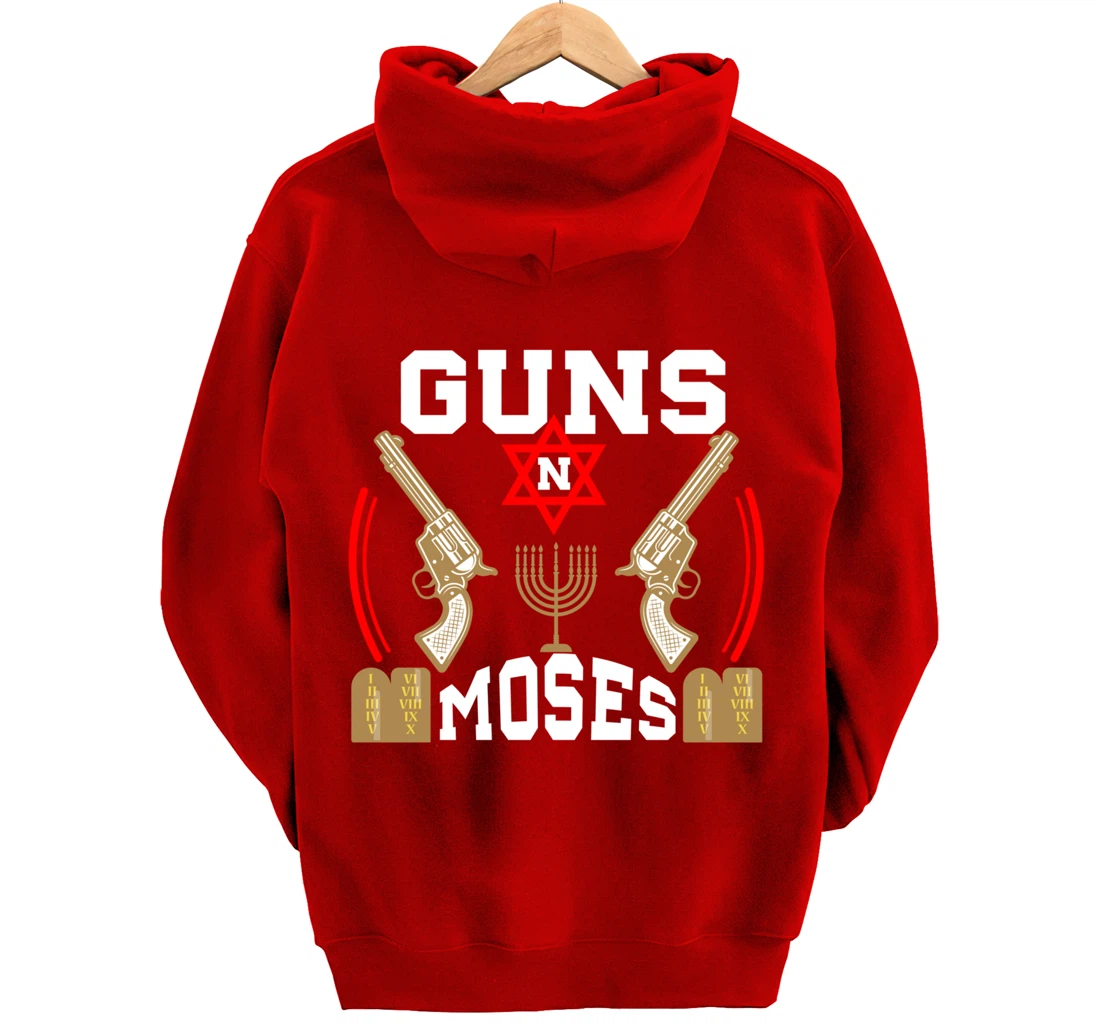 Guns N Moses Jewish Israeli Army Judaism Hebrew Pullover Hoodie