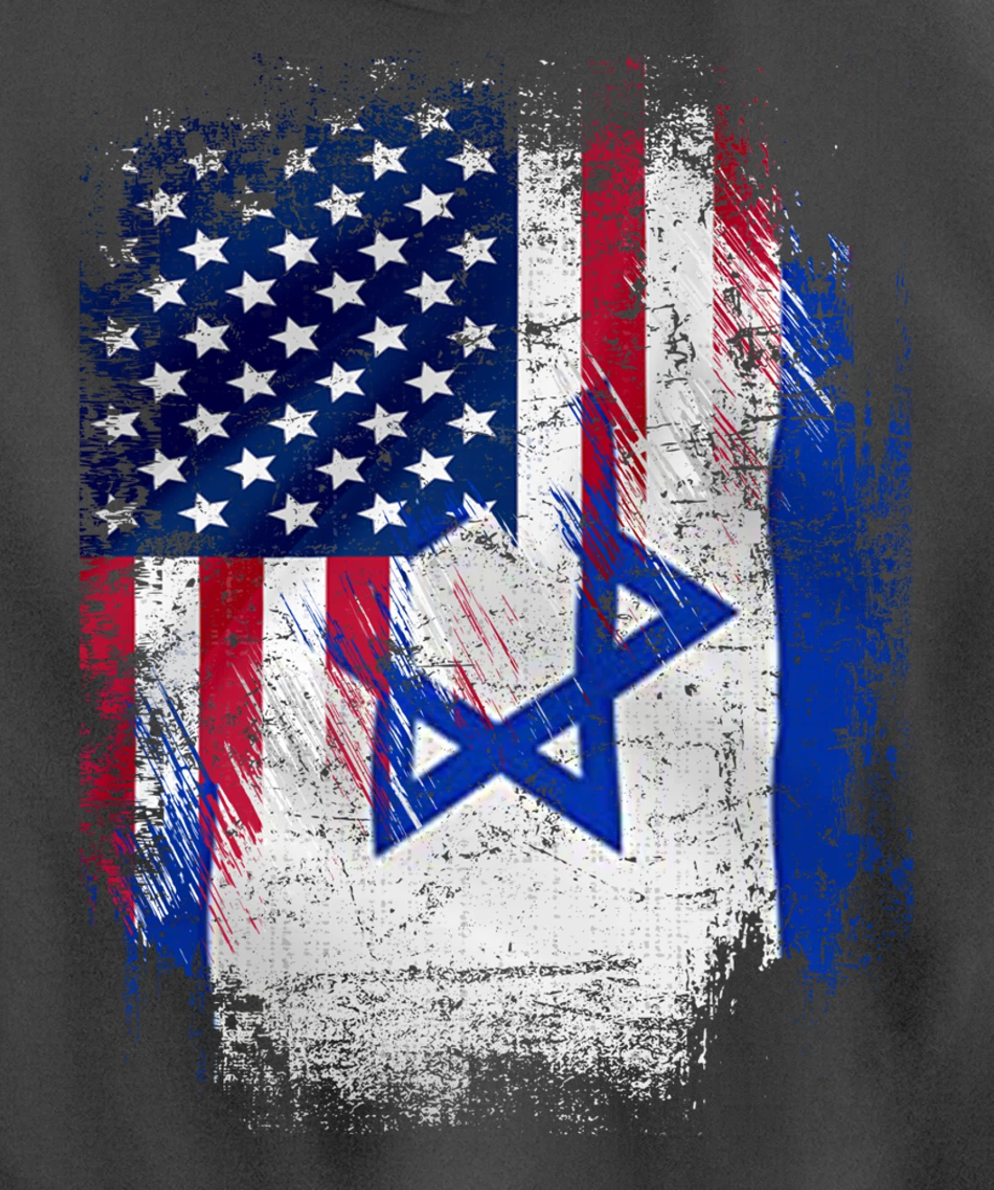 Vintage Israel And American With Flag Cool Gift Pullover Hoodie