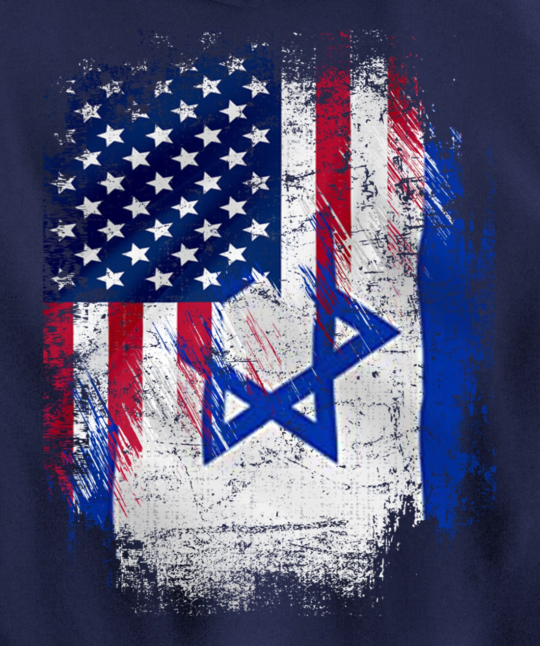 Vintage Israel And American With Flag Cool Gift Pullover Hoodie
