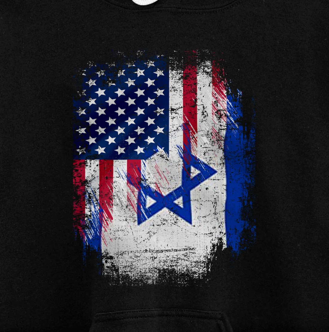 Vintage Israel And American With Flag Cool Gift Pullover Hoodie