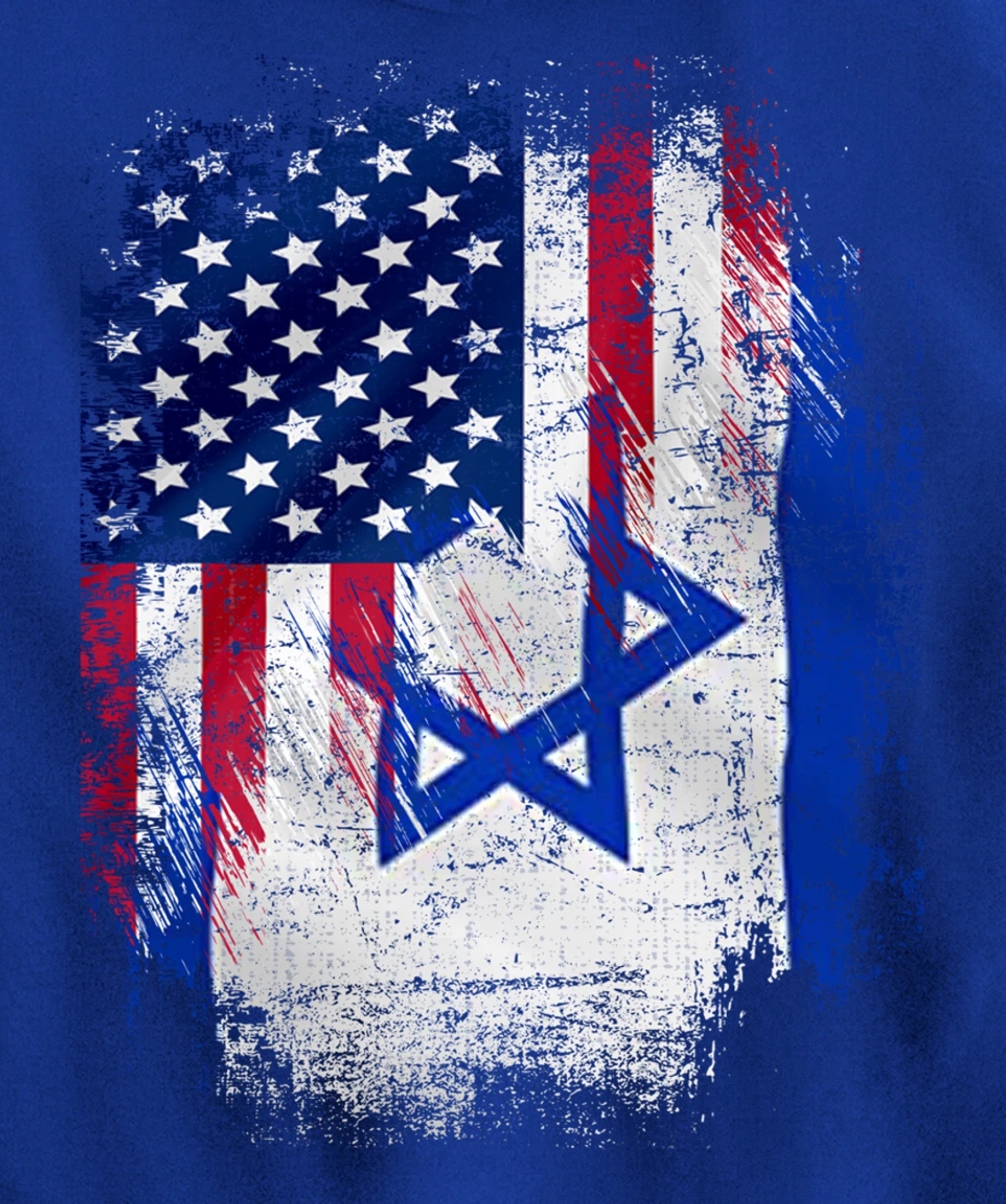 Vintage Israel And American With Flag Cool Gift Pullover Hoodie