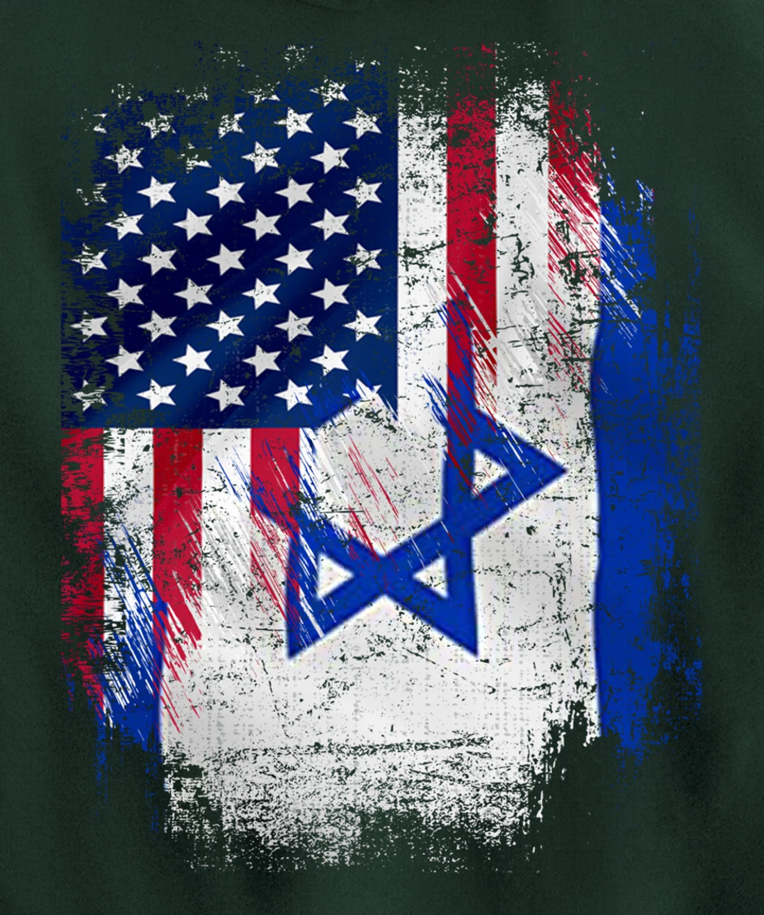 Vintage Israel And American With Flag Cool Gift Pullover Hoodie