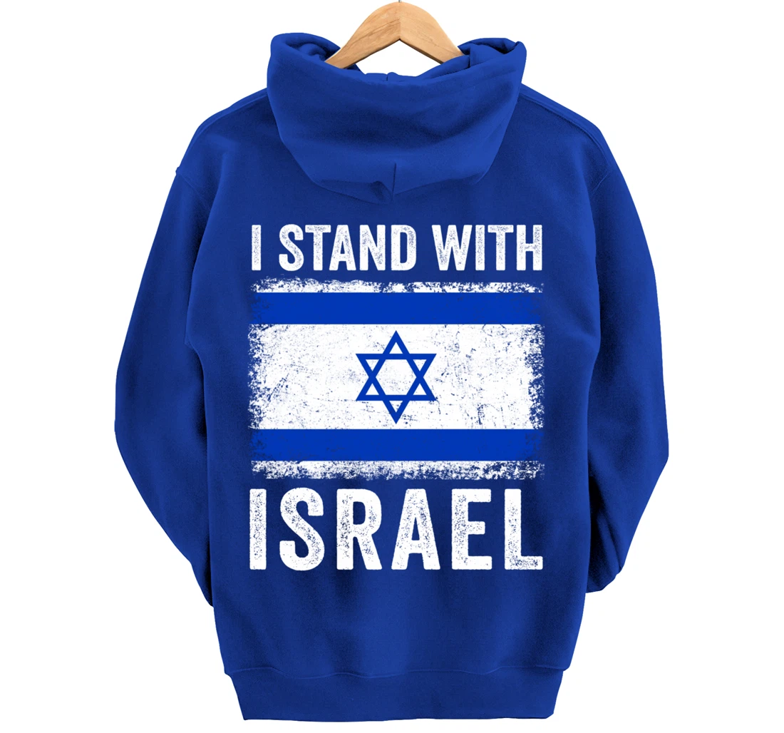 Support Israel I Stand With Israel Israeli Flag Vintage Pullover Hoodie