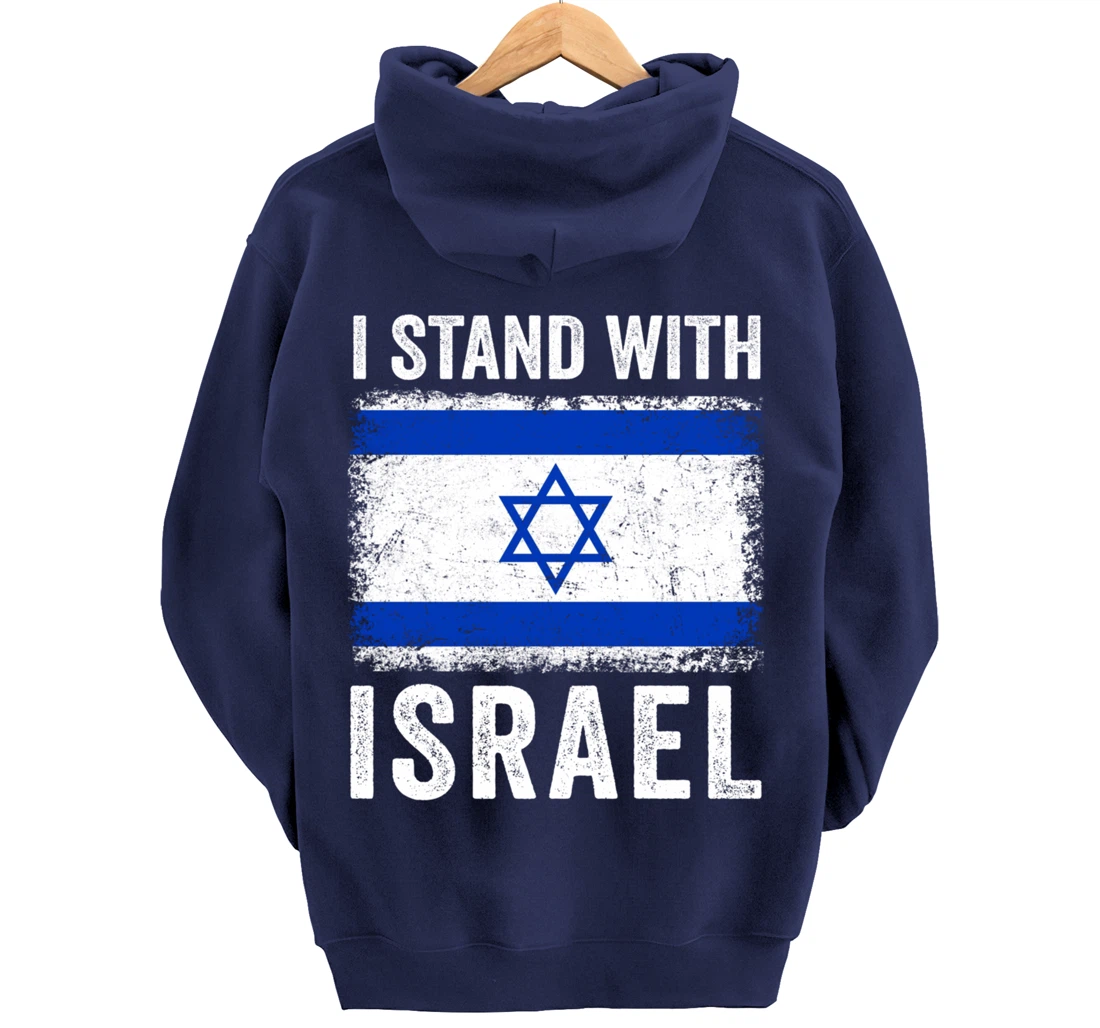 Support Israel I Stand With Israel Israeli Flag Vintage Pullover Hoodie
