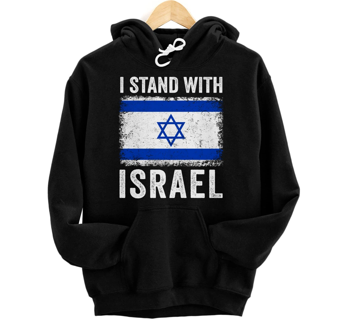 Support Israel I Stand With Israel Israeli Flag Vintage Pullover Hoodie