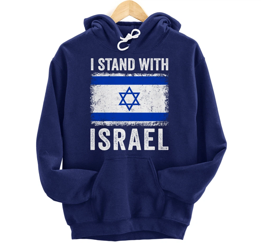 Support Israel I Stand With Israel Israeli Flag Vintage Pullover Hoodie
