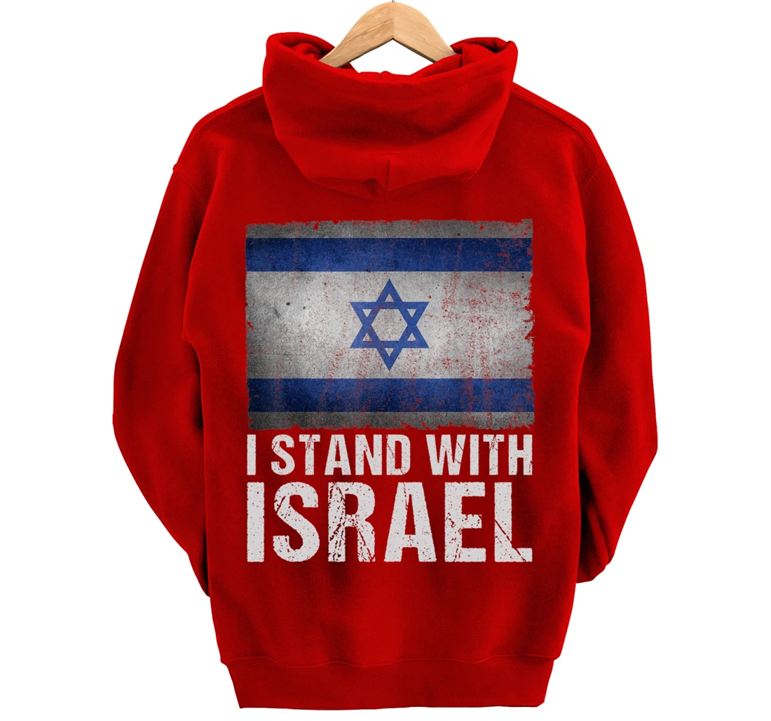 I Stand With Israel Shirt Jewish Gifts Heritage Israeli Flag Pullover Hoodie