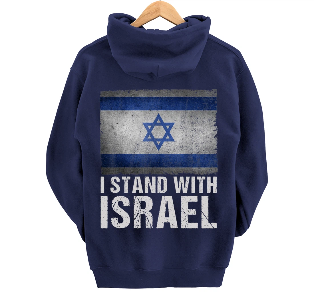 I Stand With Israel Shirt Jewish Gifts Heritage Israeli Flag Pullover Hoodie