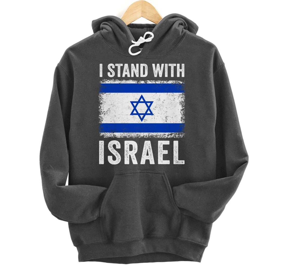 Support Israel I Stand With Israel Israeli Flag Vintage Pullover Hoodie