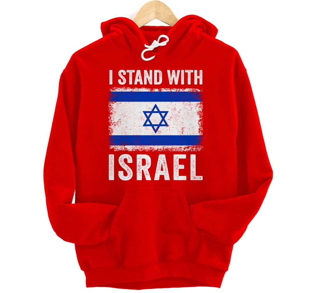 Support Israel I Stand With Israel Israeli Flag Vintage Pullover Hoodie