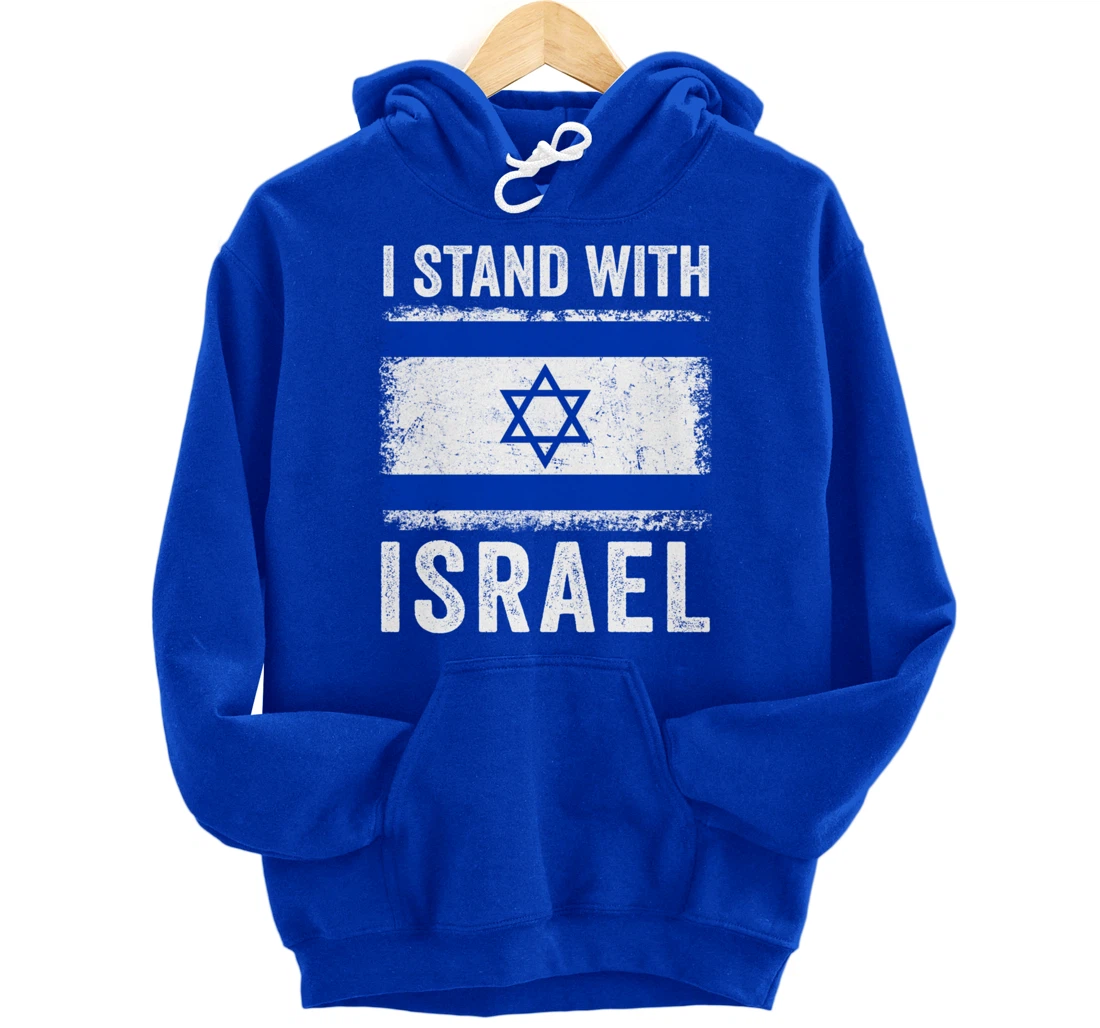 Support Israel I Stand With Israel Israeli Flag Vintage Pullover Hoodie