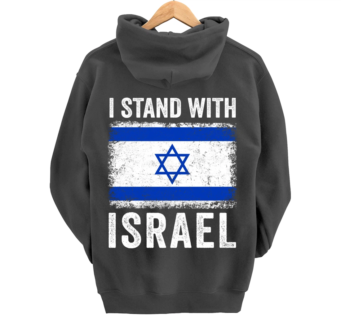 Support Israel I Stand With Israel Israeli Flag Vintage Pullover Hoodie