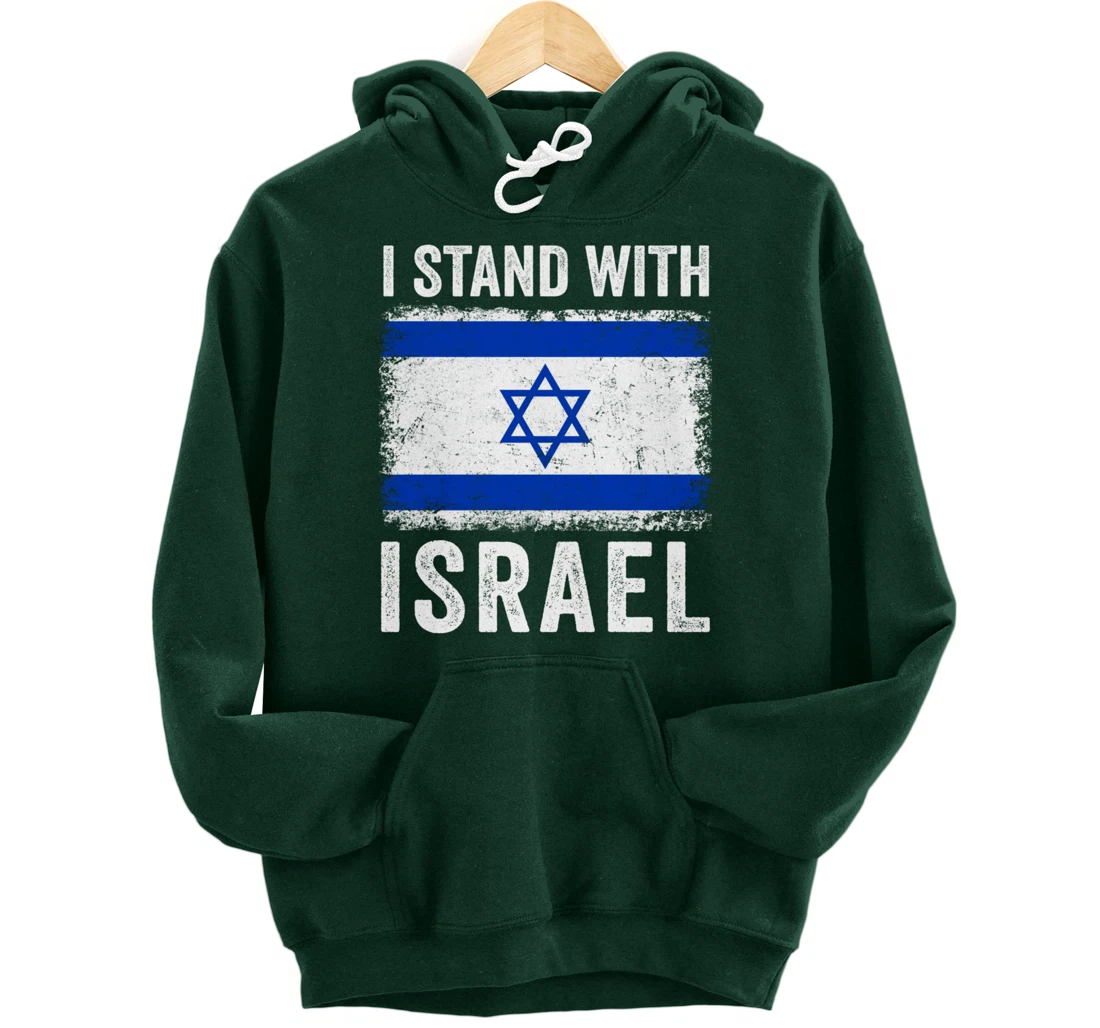 Support Israel I Stand With Israel Israeli Flag Vintage Pullover Hoodie
