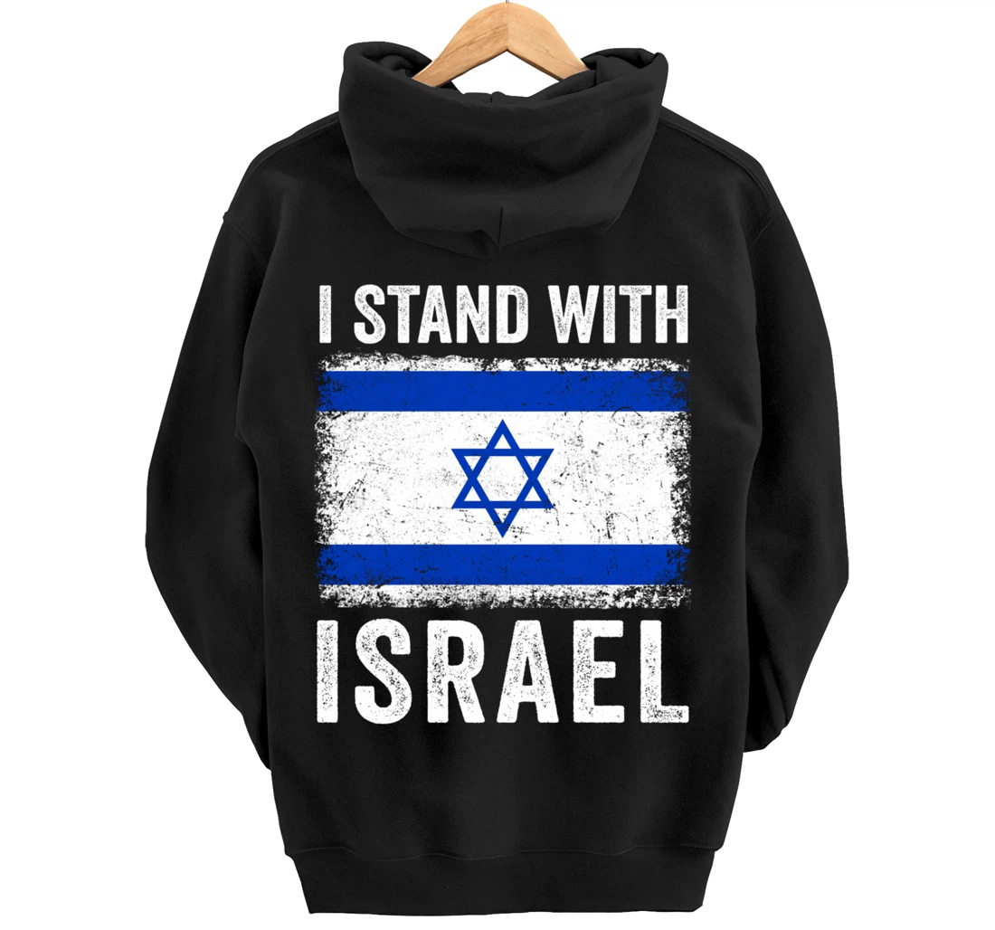 Support Israel I Stand With Israel Israeli Flag Vintage Pullover Hoodie
