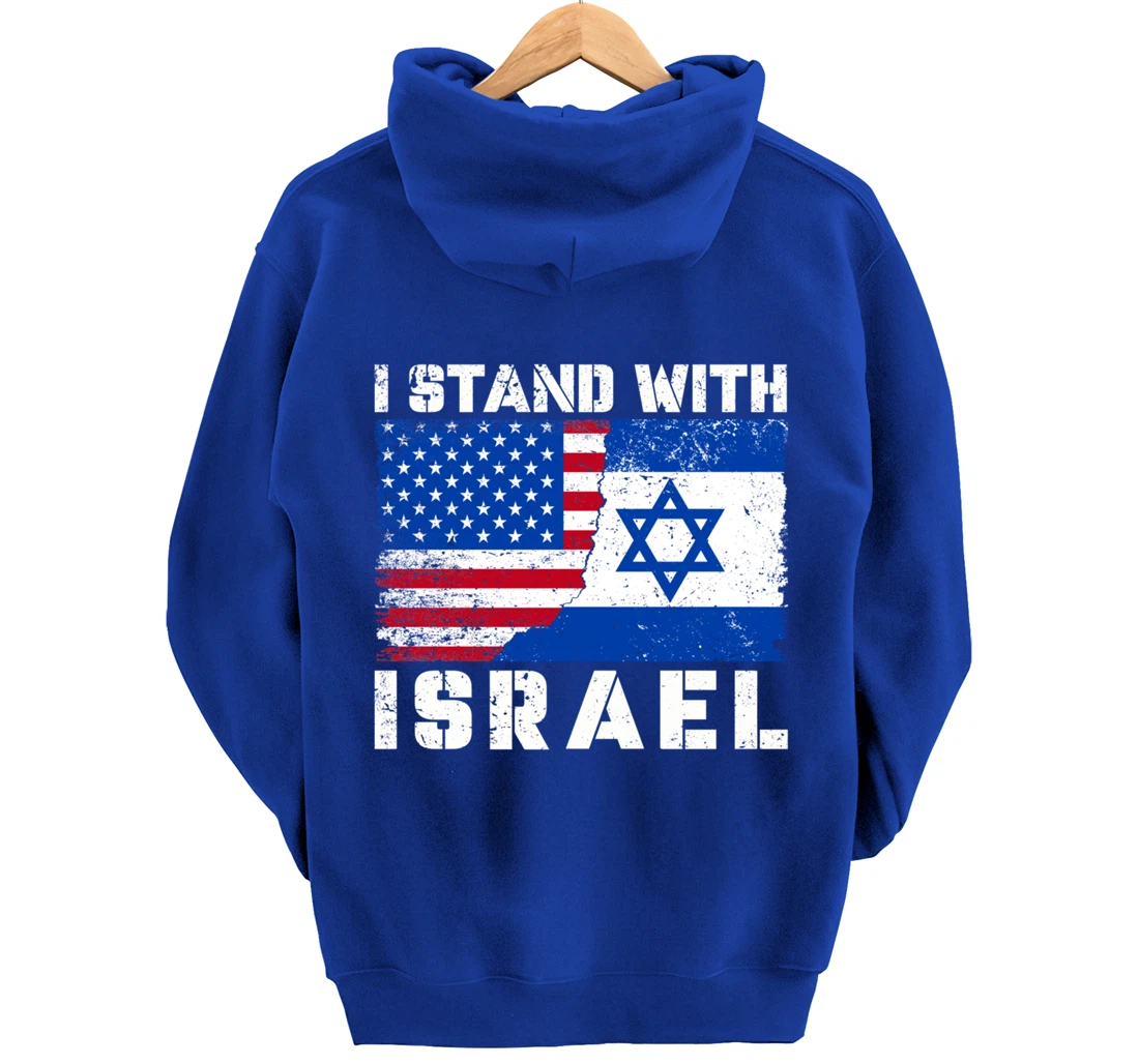 I Stand With Israel, Pray For Israel, US Israel Flag Pullover Hoodie